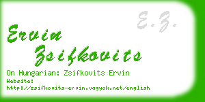 ervin zsifkovits business card